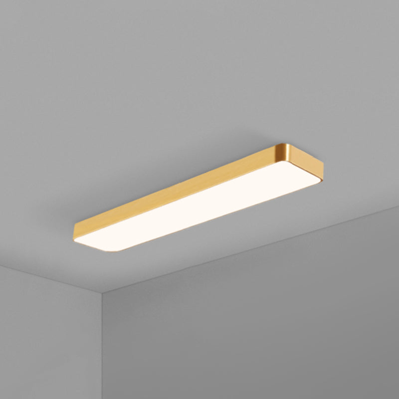 Gold Finish Rectangle Ceiling Lamp Simple Style Metal LED Flush Mount Light for Office Clearhalo 'Ceiling Lights' 'Close To Ceiling Lights' 'Close to ceiling' 'Flush mount' Lighting' 2465654