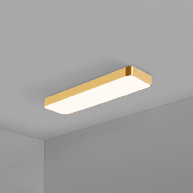 Gold Finish Rectangle Ceiling Lamp Simple Style Metal LED Flush Mount Light for Office Clearhalo 'Ceiling Lights' 'Close To Ceiling Lights' 'Close to ceiling' 'Flush mount' Lighting' 2465655