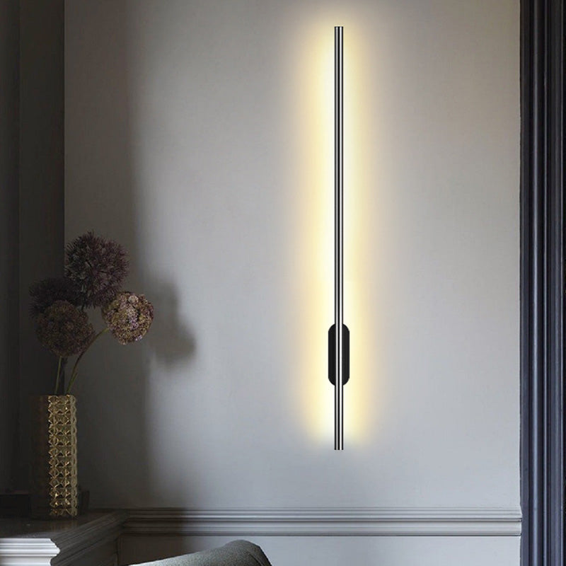 Black Rod LED Wall Lamp Fixture Simple Style Metallic Sconce Light for Living Room Clearhalo 'Cast Iron' 'Glass' 'Industrial' 'Modern wall lights' 'Modern' 'Tiffany' 'Traditional wall lights' 'Wall Lamps & Sconces' 'Wall Lights' Lighting' 2465664