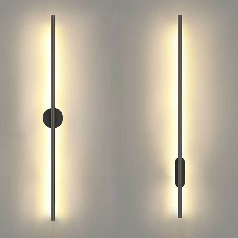Black Rod LED Wall Lamp Fixture Simple Style Metallic Sconce Light for ...