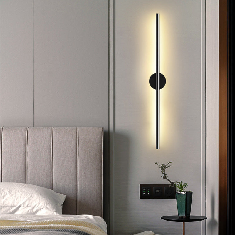 Black Rod LED Wall Lamp Fixture Simple Style Metallic Sconce Light for Living Room Clearhalo 'Cast Iron' 'Glass' 'Industrial' 'Modern wall lights' 'Modern' 'Tiffany' 'Traditional wall lights' 'Wall Lamps & Sconces' 'Wall Lights' Lighting' 2465672