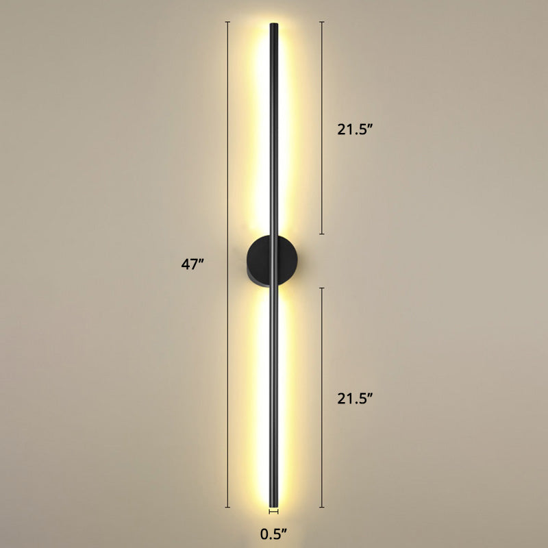 Black Rod LED Wall Lamp Fixture Simple Style Metallic Sconce Light for ...