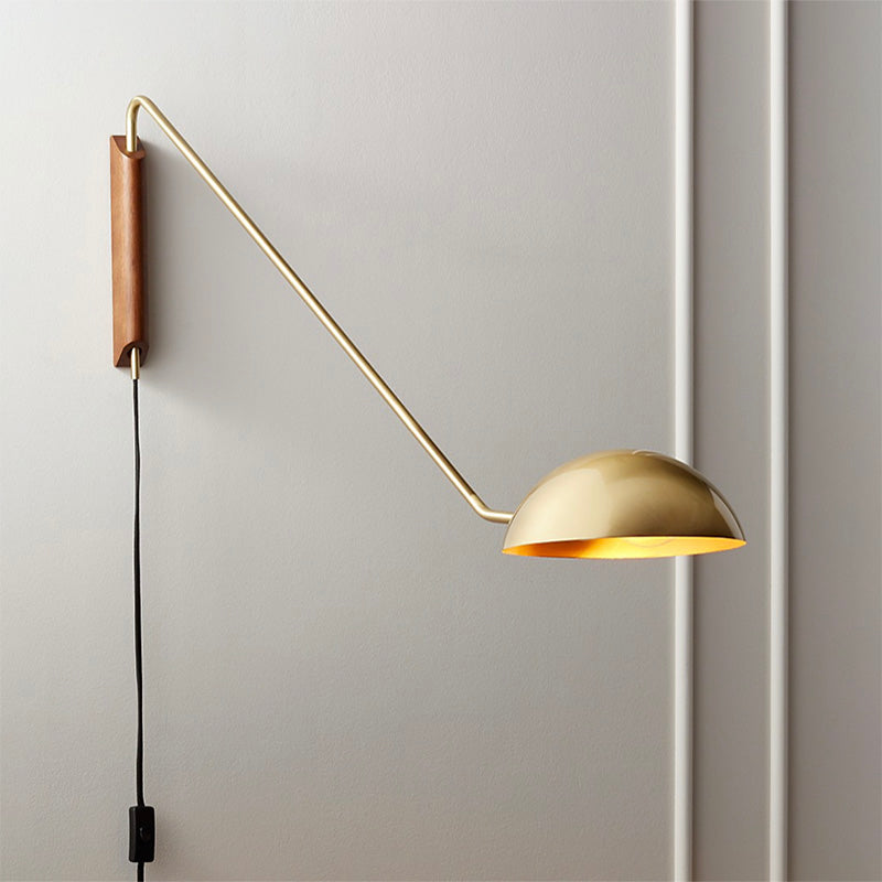 Postmodern Single Task Wall Light Dome Plug-in Wall Mounted Reading Lamp with Metal Shade Clearhalo 'Cast Iron' 'Glass' 'Industrial' 'Modern wall lights' 'Modern' 'Tiffany' 'Traditional wall lights' 'Wall Lamps & Sconces' 'Wall Lights' Lighting' 2465685