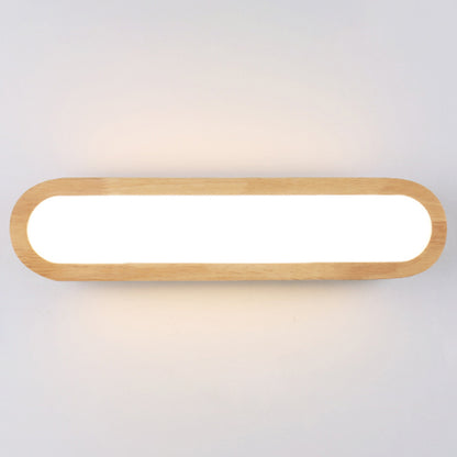Oblong Flush Wall Sconce Simplicity LED Wall Mounted Light with Acrylic Diffuser for Aisle Wood 18" Clearhalo 'Modern wall lights' 'Modern' 'Wall Lamps & Sconces' 'Wall Lights' Lighting' 2465695