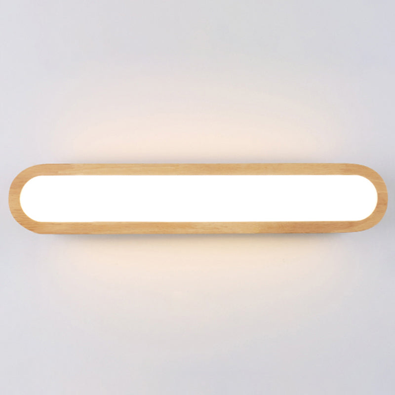 Oblong Flush Wall Sconce Simplicity LED Wall Mounted Light with Acrylic Diffuser for Aisle Wood 21.5" Clearhalo 'Modern wall lights' 'Modern' 'Wall Lamps & Sconces' 'Wall Lights' Lighting' 2465697