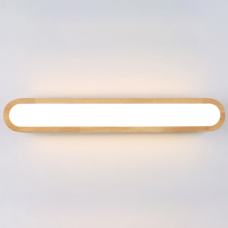 Oblong Flush Wall Sconce Simplicity LED Wall Mounted Light with Acrylic Diffuser for Aisle Wood 25.5" Clearhalo 'Modern wall lights' 'Modern' 'Wall Lamps & Sconces' 'Wall Lights' Lighting' 2465699