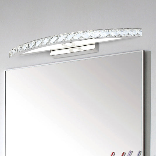 Crystal Arched Wall Light Sconce Modernist LED Vanity Lighting Fixture for Bathroom Clear Clearhalo 'Modern wall lights' 'Modern' 'Vanity Lights' 'Wall Lights' Lighting' 2465759