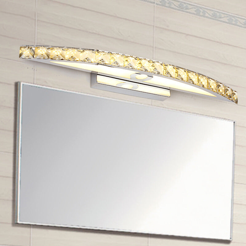 Crystal Arched Wall Light Sconce Modernist LED Vanity Lighting Fixture for Bathroom Champagne Clearhalo 'Modern wall lights' 'Modern' 'Vanity Lights' 'Wall Lights' Lighting' 2465760