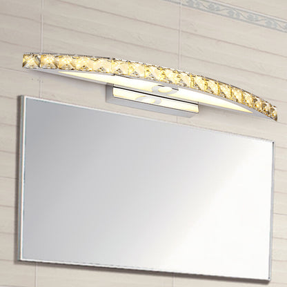 Crystal Arched Wall Light Sconce Modernist LED Vanity Lighting Fixture for Bathroom Champagne Clearhalo 'Modern wall lights' 'Modern' 'Vanity Lights' 'Wall Lights' Lighting' 2465760