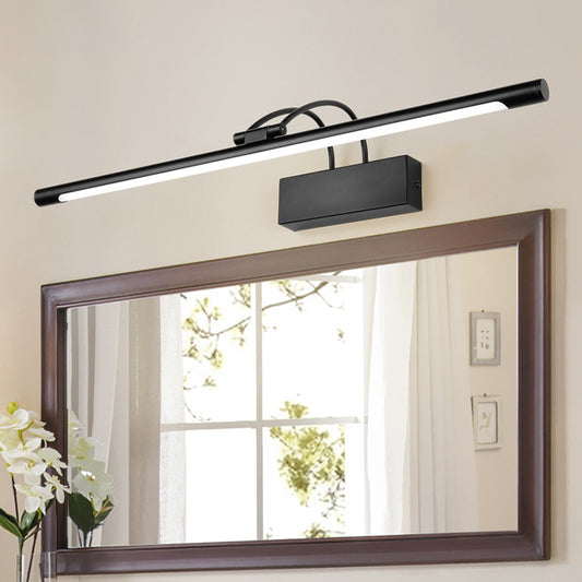 Metal Tubular Rotatable Vanity Sconce Simple Style LED Wall Mount Lighting for Bath Black Clearhalo 'Cast Iron' 'Glass' 'Industrial' 'Modern wall lights' 'Modern' 'Tiffany' 'Traditional wall lights' 'Vanity Lights' 'Wall Lights' Lighting' 2465769