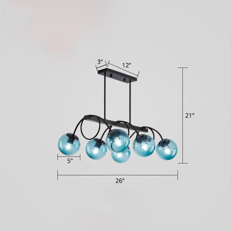 Modern Sphere Island Light Glass Dining Room Suspended Lighting Fixture in Black Clearhalo 'Ceiling Lights' 'Island Lights' Lighting' 2465832