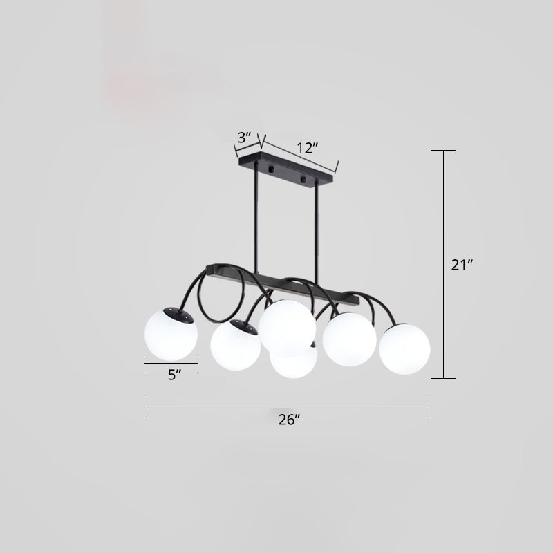 Modern Sphere Island Light Glass Dining Room Suspended Lighting Fixture in Black Clearhalo 'Ceiling Lights' 'Island Lights' Lighting' 2465836