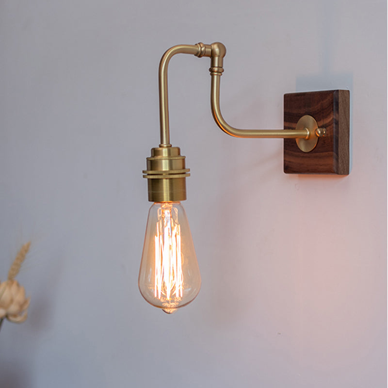 Metal Gold Plated Sconce Lighting Faucet-Like Single Industrial Adjustable Wall Light Fixture Clearhalo 'Art deco wall lights' 'Cast Iron' 'Glass' 'Industrial wall lights' 'Industrial' 'Middle century wall lights' 'Modern' 'Rustic wall lights' 'Tiffany' 'Traditional wall lights' 'Wall Lamps & Sconces' 'Wall Lights' Lighting' 2465851