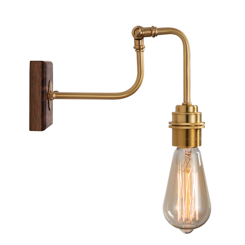 Metal Gold Plated Sconce Lighting Faucet-Like Single Industrial Adjustable Wall Light Fixture Gold Clearhalo 'Art deco wall lights' 'Cast Iron' 'Glass' 'Industrial wall lights' 'Industrial' 'Middle century wall lights' 'Modern' 'Rustic wall lights' 'Tiffany' 'Traditional wall lights' 'Wall Lamps & Sconces' 'Wall Lights' Lighting' 2465855