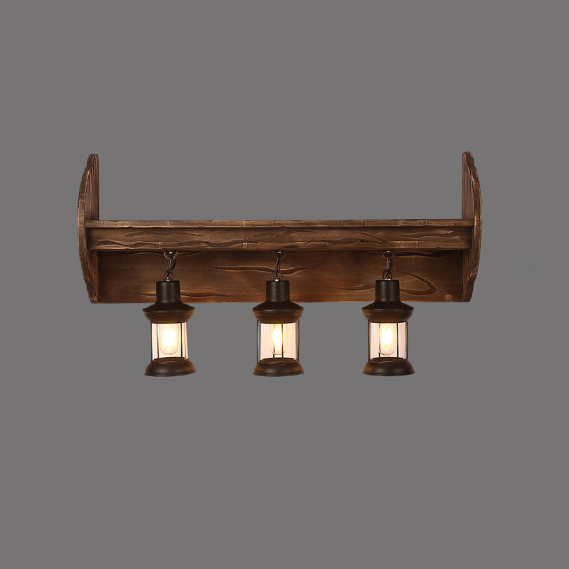 Brown Geometric Wall Light Sconce Rustic Wooden 1-Light Restaurant Wall Mounted Light Brown Prismatic Clearhalo 'Art deco wall lights' 'Cast Iron' 'Glass' 'Industrial wall lights' 'Industrial' 'Middle century wall lights' 'Modern' 'Rustic wall lights' 'Tiffany' 'Traditional wall lights' 'Wall Lamps & Sconces' 'Wall Lights' Lighting' 2465857