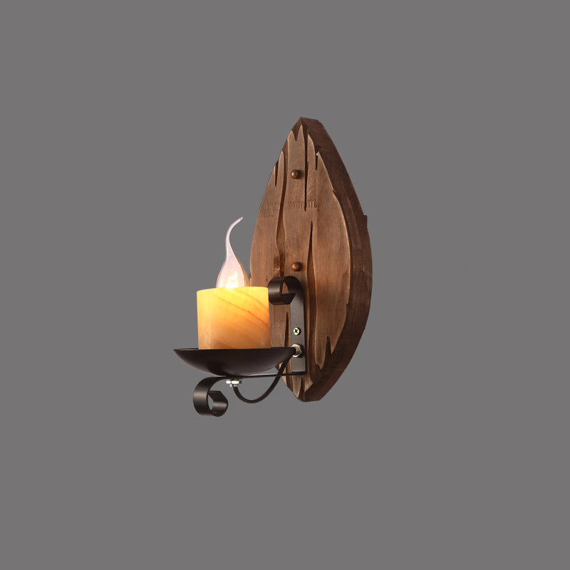 Brown Geometric Wall Light Sconce Rustic Wooden 1-Light Restaurant Wall Mounted Light Brown Leaf Clearhalo 'Art deco wall lights' 'Cast Iron' 'Glass' 'Industrial wall lights' 'Industrial' 'Middle century wall lights' 'Modern' 'Rustic wall lights' 'Tiffany' 'Traditional wall lights' 'Wall Lamps & Sconces' 'Wall Lights' Lighting' 2465862