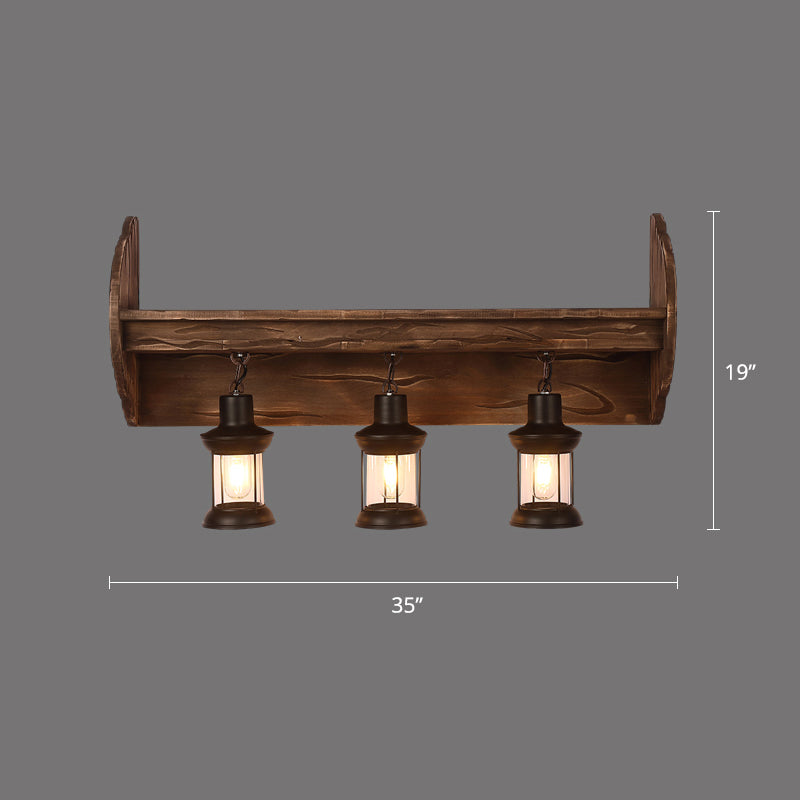 Brown Geometric Wall Light Sconce Rustic Wooden 1-Light Restaurant Wall Mounted Light Clearhalo 'Art deco wall lights' 'Cast Iron' 'Glass' 'Industrial wall lights' 'Industrial' 'Middle century wall lights' 'Modern' 'Rustic wall lights' 'Tiffany' 'Traditional wall lights' 'Wall Lamps & Sconces' 'Wall Lights' Lighting' 2465867
