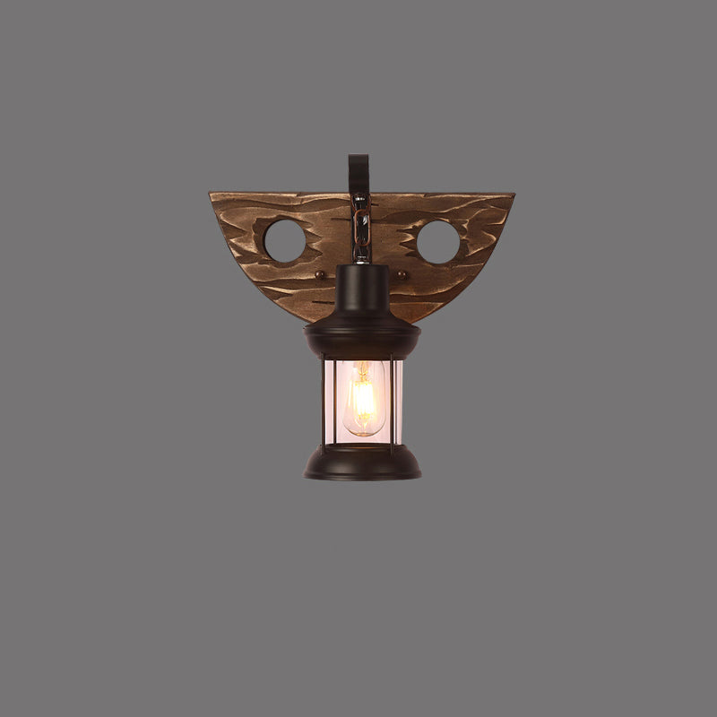 Brown Geometric Wall Light Sconce Rustic Wooden 1-Light Restaurant Wall Mounted Light Brown Semicircle Clearhalo 'Art deco wall lights' 'Cast Iron' 'Glass' 'Industrial wall lights' 'Industrial' 'Middle century wall lights' 'Modern' 'Rustic wall lights' 'Tiffany' 'Traditional wall lights' 'Wall Lamps & Sconces' 'Wall Lights' Lighting' 2465875