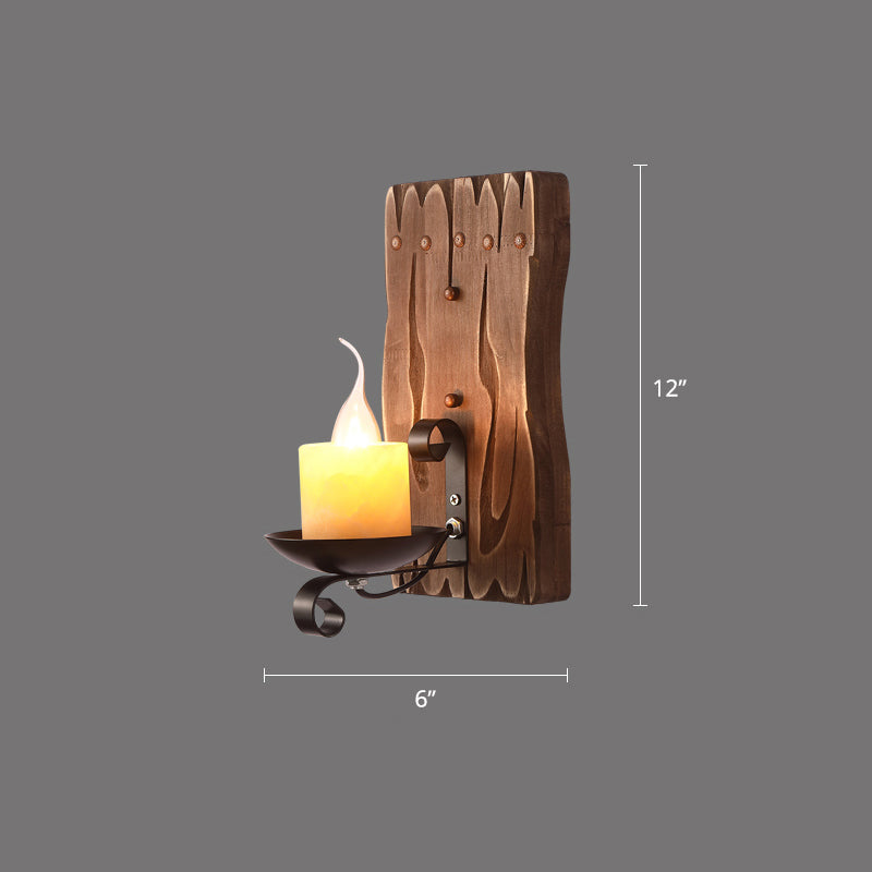Brown Geometric Wall Light Sconce Rustic Wooden 1-Light Restaurant Wall Mounted Light Clearhalo 'Art deco wall lights' 'Cast Iron' 'Glass' 'Industrial wall lights' 'Industrial' 'Middle century wall lights' 'Modern' 'Rustic wall lights' 'Tiffany' 'Traditional wall lights' 'Wall Lamps & Sconces' 'Wall Lights' Lighting' 2465877