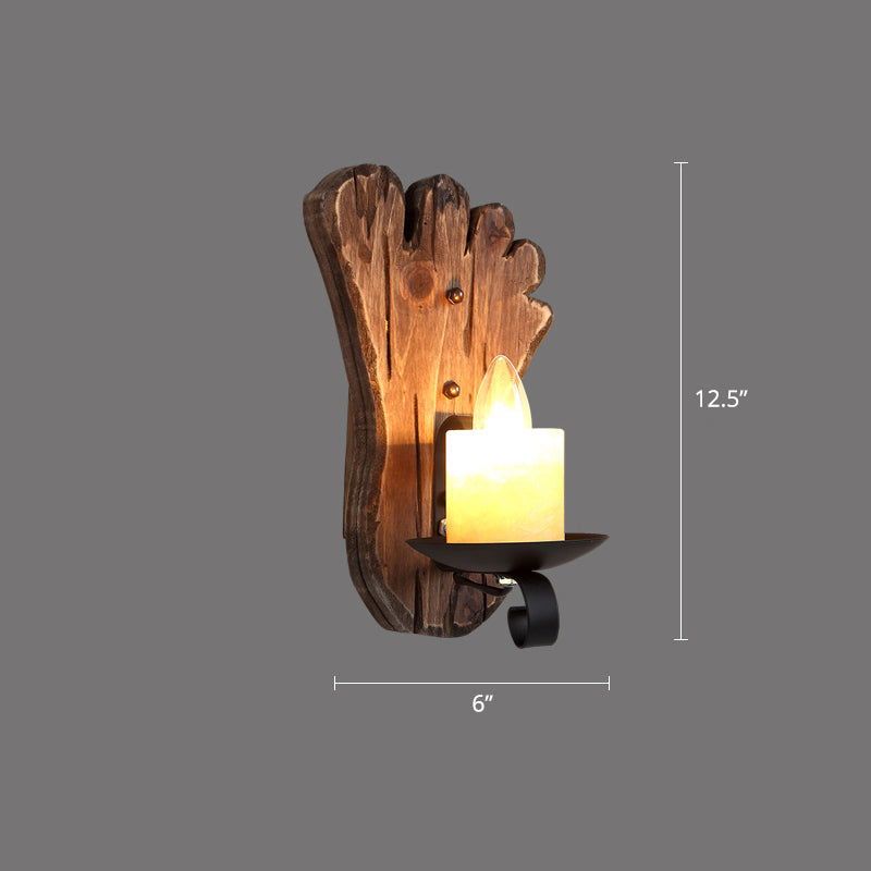 Brown Geometric Wall Light Sconce Rustic Wooden 1-Light Restaurant Wall Mounted Light Clearhalo 'Art deco wall lights' 'Cast Iron' 'Glass' 'Industrial wall lights' 'Industrial' 'Middle century wall lights' 'Modern' 'Rustic wall lights' 'Tiffany' 'Traditional wall lights' 'Wall Lamps & Sconces' 'Wall Lights' Lighting' 2465878