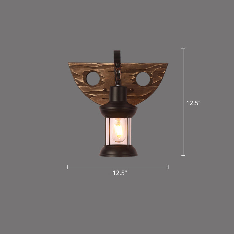 Brown Geometric Wall Light Sconce Rustic Wooden 1-Light Restaurant Wall Mounted Light Clearhalo 'Art deco wall lights' 'Cast Iron' 'Glass' 'Industrial wall lights' 'Industrial' 'Middle century wall lights' 'Modern' 'Rustic wall lights' 'Tiffany' 'Traditional wall lights' 'Wall Lamps & Sconces' 'Wall Lights' Lighting' 2465885