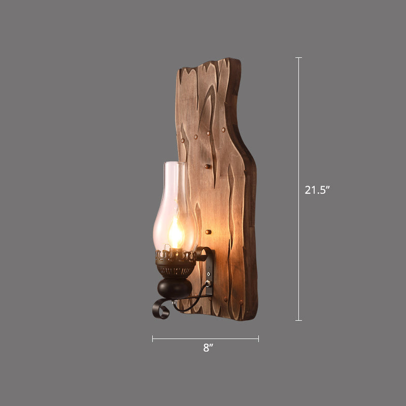 Brown Geometric Wall Light Sconce Rustic Wooden 1-Light Restaurant Wall Mounted Light Clearhalo 'Art deco wall lights' 'Cast Iron' 'Glass' 'Industrial wall lights' 'Industrial' 'Middle century wall lights' 'Modern' 'Rustic wall lights' 'Tiffany' 'Traditional wall lights' 'Wall Lamps & Sconces' 'Wall Lights' Lighting' 2465889
