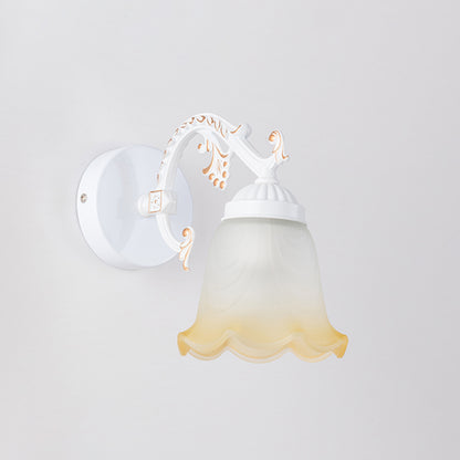 Flower Wall Vanity Light Vintage Ombre Frosted Glass Wall Mount Light for Bathroom 1.0 White Clearhalo 'Vanity Lights' 'Wall Lights' Lighting' 2465920