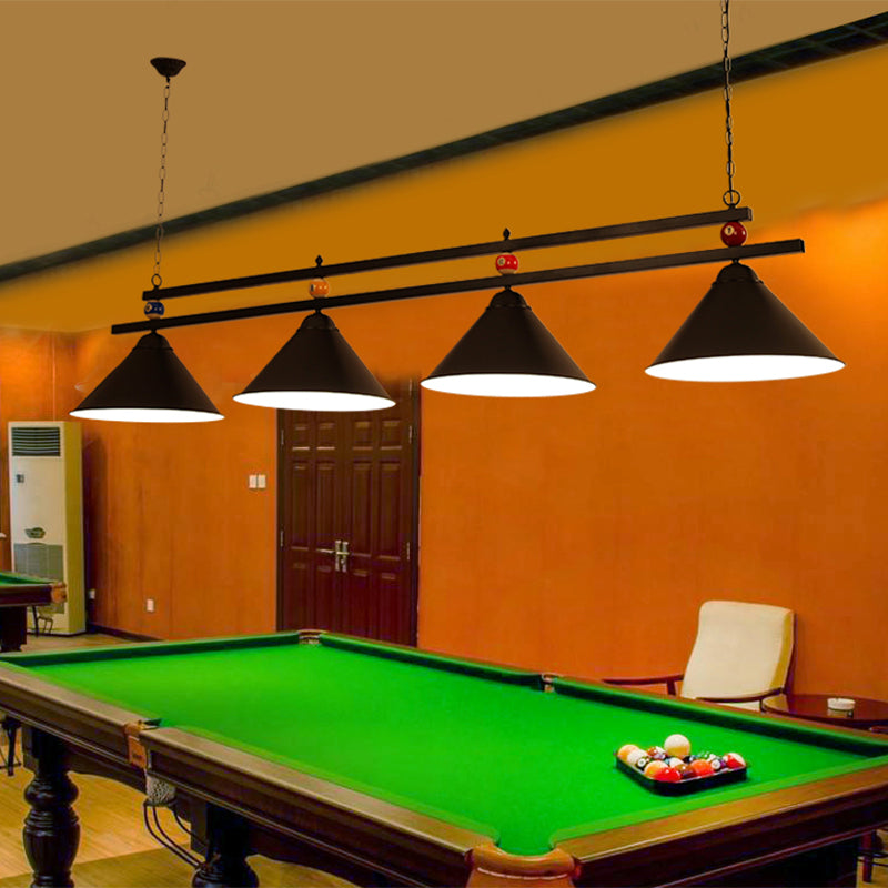 Billiard Chandelier Country Style Bar Island Lighting Fixture with Cone Metal Shade Clearhalo 'Ceiling Lights' 'Island Lights' Lighting' 2465927