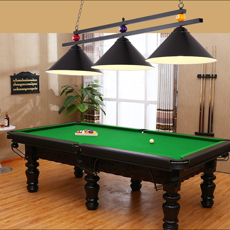 Billiard Chandelier Country Style Bar Island Lighting Fixture with Cone Metal Shade Clearhalo 'Ceiling Lights' 'Island Lights' Lighting' 2465929