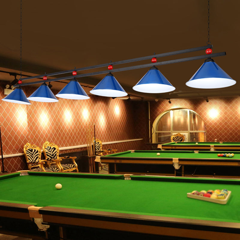 Billiard Chandelier Country Style Bar Island Lighting Fixture with Cone Metal Shade Clearhalo 'Ceiling Lights' 'Island Lights' Lighting' 2465932