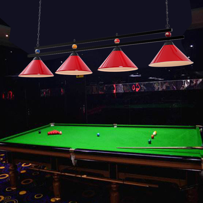 Billiard Chandelier Country Style Bar Island Lighting Fixture with Cone Metal Shade Clearhalo 'Ceiling Lights' 'Island Lights' Lighting' 2465935