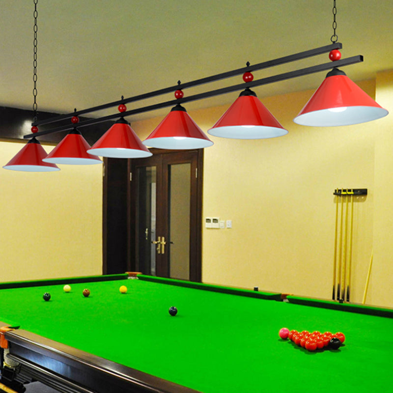 Billiard Chandelier Country Style Bar Island Lighting Fixture with Cone Metal Shade Clearhalo 'Ceiling Lights' 'Island Lights' Lighting' 2465939