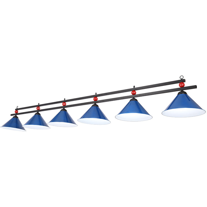 Billiard Chandelier Country Style Bar Island Lighting Fixture with Cone Metal Shade 6 Blue Clearhalo 'Ceiling Lights' 'Island Lights' Lighting' 2465945