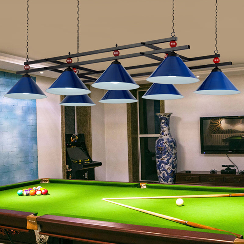 Billiard Chandelier Country Style Bar Island Lighting Fixture with Cone Metal Shade Clearhalo 'Ceiling Lights' 'Island Lights' Lighting' 2465946