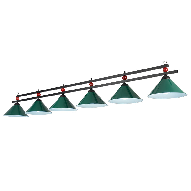 Billiard Chandelier Country Style Bar Island Lighting Fixture with Cone Metal Shade 6 Green Clearhalo 'Ceiling Lights' 'Island Lights' Lighting' 2465947