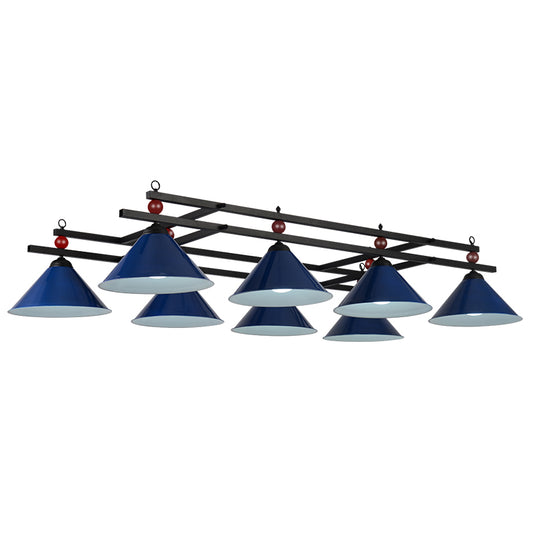 Billiard Chandelier Country Style Bar Island Lighting Fixture with Cone Metal Shade 8 Blue Clearhalo 'Ceiling Lights' 'Island Lights' Lighting' 2465950