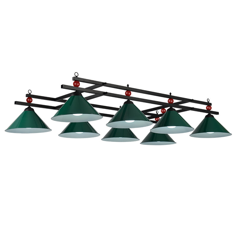 Billiard Chandelier Country Style Bar Island Lighting Fixture with Cone Metal Shade 8 Green Clearhalo 'Ceiling Lights' 'Island Lights' Lighting' 2465951