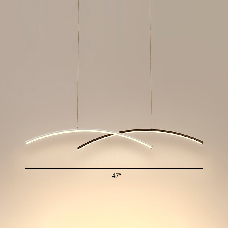 Black and White Arc Ceiling Lighting Simplicity LED Metal Hanging Island Light for Living Room Clearhalo 'Ceiling Lights' 'Island Lights' Lighting' 2465968