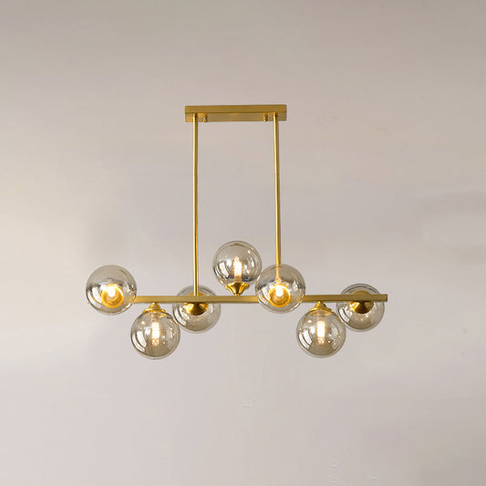 Amber Glass Bubbles Island Lamp Postmodern Style Gold Hanging Light for Dining Room 7 Gold Clearhalo 'Ceiling Lights' 'Island Lights' Lighting' 2465980