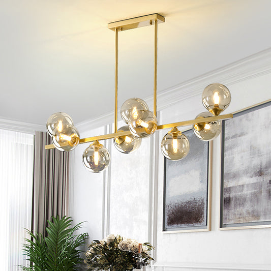 Amber Glass Bubbles Island Lamp Postmodern Style Gold Hanging Light for Dining Room Clearhalo 'Ceiling Lights' 'Island Lights' Lighting' 2465983