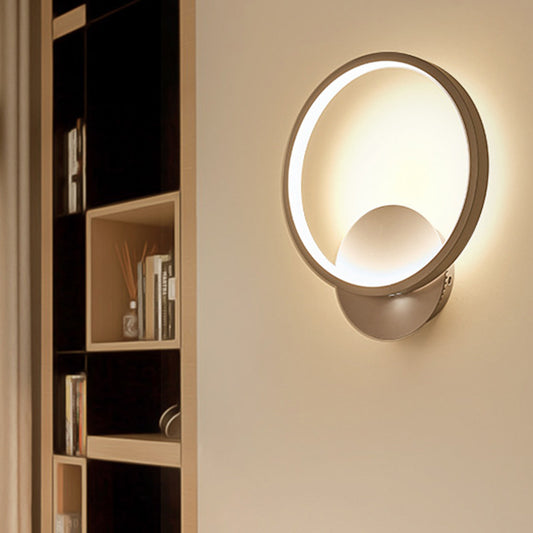 Halo Living Room Wall Sconce Lighting Acrylic Minimalistic LED Wall Light in White White Round Clearhalo 'Modern wall lights' 'Modern' 'Wall Lamps & Sconces' 'Wall Lights' Lighting' 2466024