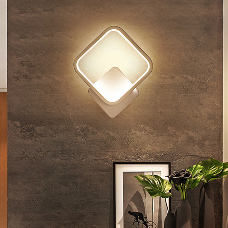 Halo Living Room Wall Sconce Lighting Acrylic Minimalistic LED Wall Light in White White Warm Square Plate Clearhalo 'Modern wall lights' 'Modern' 'Wall Lamps & Sconces' 'Wall Lights' Lighting' 2466025
