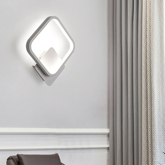 Halo Living Room Wall Sconce Lighting Acrylic Minimalistic LED Wall Light in White White White Square Plate Clearhalo 'Modern wall lights' 'Modern' 'Wall Lamps & Sconces' 'Wall Lights' Lighting' 2466027