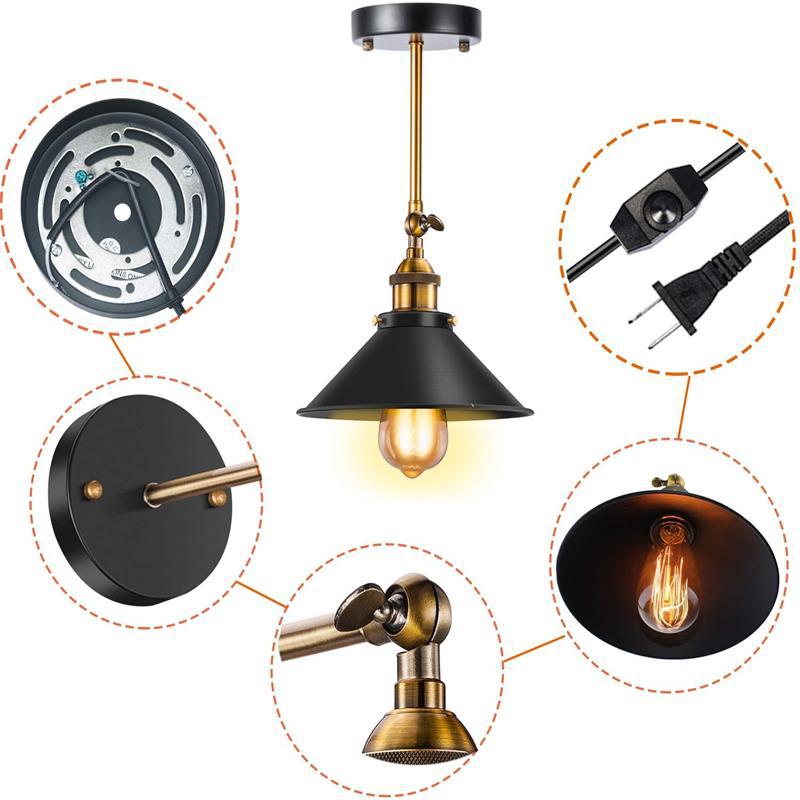 Industrial Style Conical Reading Lamp 1-Light Metal Swivelable Wall Light Sconce with Plug-in Cord Clearhalo 'Art deco wall lights' 'Cast Iron' 'Glass' 'Industrial wall lights' 'Industrial' 'Middle century wall lights' 'Modern' 'Rustic wall lights' 'Tiffany' 'Traditional wall lights' 'Wall Lamps & Sconces' 'Wall Lights' Lighting' 2466065