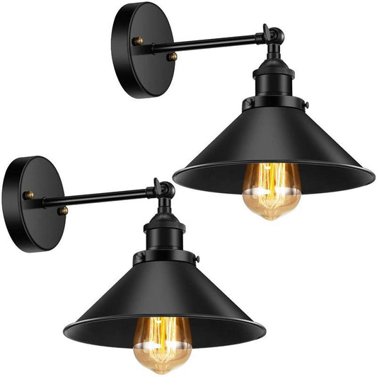 Industrial Style Conical Reading Lamp 1-Light Metal Swivelable Wall Light Sconce with Plug-in Cord Black Clearhalo 'Art deco wall lights' 'Cast Iron' 'Glass' 'Industrial wall lights' 'Industrial' 'Middle century wall lights' 'Modern' 'Rustic wall lights' 'Tiffany' 'Traditional wall lights' 'Wall Lamps & Sconces' 'Wall Lights' Lighting' 2466069