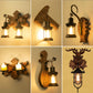 Wooden Brown Wall Light Fixture Geometric Shaped Country Style Wall Sconce for Corridor Clearhalo 'Industrial wall lights' 'Industrial' 'Middle century wall lights' 'Rustic wall lights' 'Tiffany' 'Wall Lamps & Sconces' 'Wall Lights' Lighting' 2466083