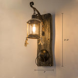 Wooden Brown Wall Light Fixture Geometric Shaped Country Style Wall Sconce for Corridor Clearhalo 'Industrial wall lights' 'Industrial' 'Middle century wall lights' 'Rustic wall lights' 'Tiffany' 'Wall Lamps & Sconces' 'Wall Lights' Lighting' 2466095