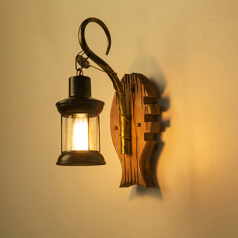 Wooden Brown Wall Light Fixture Geometric Shaped Country Style Wall Sconce for Corridor Brown Fish Clearhalo 'Industrial wall lights' 'Industrial' 'Middle century wall lights' 'Rustic wall lights' 'Tiffany' 'Wall Lamps & Sconces' 'Wall Lights' Lighting' 2466108