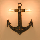 Iron Anchor Shaped Wall Lamp Art Deco 2 Bulbs Bedroom Sconce Light Fixture in Black Clearhalo 'Art deco wall lights' 'Cast Iron' 'Glass' 'Industrial wall lights' 'Industrial' 'Middle century wall lights' 'Modern' 'Rustic wall lights' 'Tiffany' 'Traditional wall lights' 'Wall Lamps & Sconces' 'Wall Lights' Lighting' 2466130