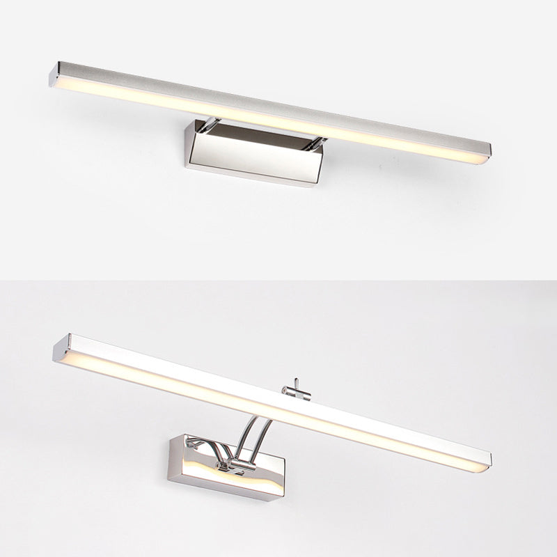 Stainless Steel Stick Vanity Light Fixture Contemporary White LED Wall Mounted Lighting Clearhalo 'Cast Iron' 'Glass' 'Industrial' 'Modern wall lights' 'Modern' 'Tiffany' 'Traditional wall lights' 'Vanity Lights' 'Wall Lights' Lighting' 2466148